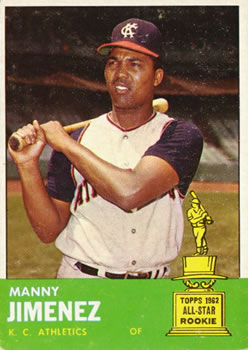 1963 Topps #195 Manny Jimenez Front