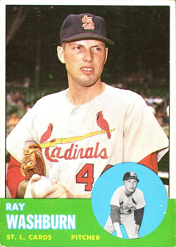 1963 Topps #206 Ray Washburn Front