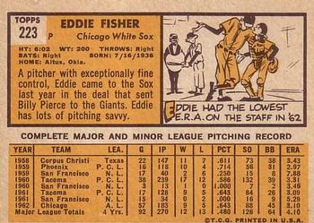 1963 Topps #223 Eddie Fisher Back
