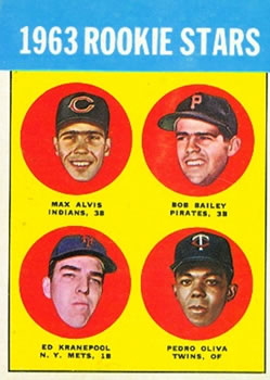 1963 Topps #228 1963 Rookie Stars (Max Alvis / Bob Bailey / Ed Kranepool / Pedro Oliva) Front
