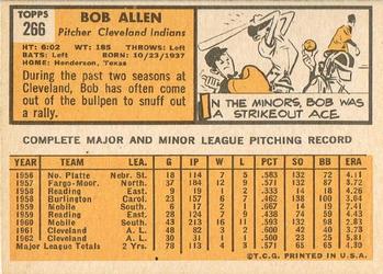 1963 Topps #266 Bob Allen Back