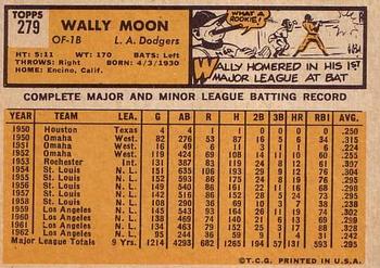 1963 Topps #279 Wally Moon Back