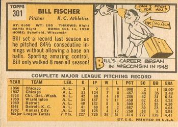1963 Topps #301 Bill Fischer Back