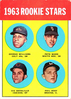 1963 Topps #324 1963 Rookie Stars (George Williams / Pete Ward / Vic Davalillo / Phil Roof) Front