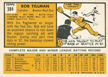 1963 Topps #384 Bob Tillman Back