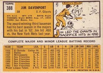 1963 Topps #388 Jim Davenport | Trading Card Database