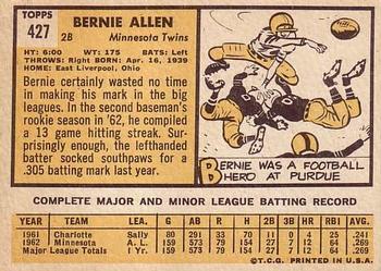 1963 Topps #427 Bernie Allen Back