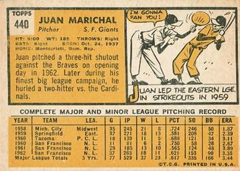 1963 Topps #440 Juan Marichal Back
