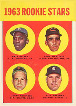 1963 Topps #466 1963 Rookie Stars (Nate Oliver / Tony Martinez / Jerry Robinson / Bill Freehan) Front