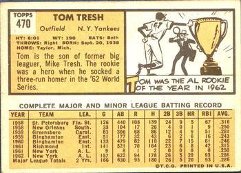 1963 Topps #470 Tom Tresh Back