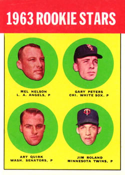 1963 Topps #522 1963 Rookie Stars (Mel Nelson / Gary Peters / Art Quirk / Jim Roland) Front