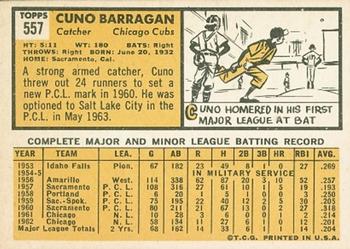 1963 Topps #557 Cuno Barragan Back