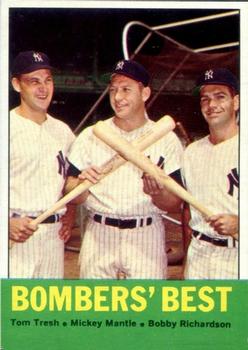 1963 Topps #173 Bomber's Best (Mickey Mantle / Bobby Richardson / Tom Tresh) Front
