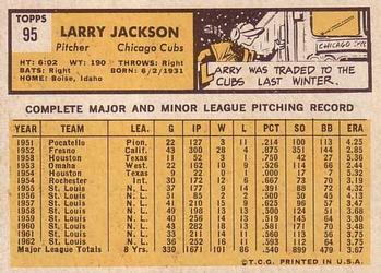 1963 Topps #95 Larry Jackson Back