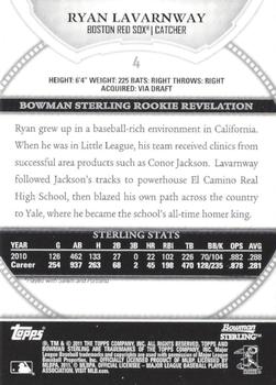 2011 Bowman Sterling #4 Ryan Lavarnway Back