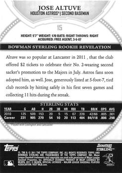 2011 Bowman Sterling #15 Jose Altuve Back