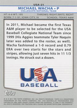 2011 Topps USA Baseball #USA-21 Michael Wacha Back