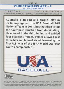 2011 Topps USA Baseball #USA-36 Christian Pelaez Back