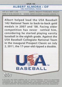 2011 Topps USA Baseball #USA-43 Albert Almora Back