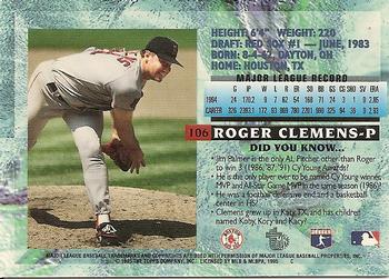 1995 Topps Embossed #106 Roger Clemens Back