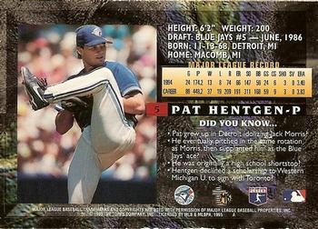 1995 Topps Embossed #5 Pat Hentgen Back