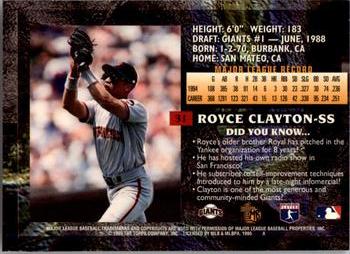 1995 Topps Embossed #31 Royce Clayton Back