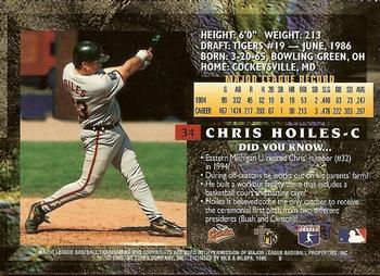 1995 Topps Embossed #34 Chris Hoiles Back