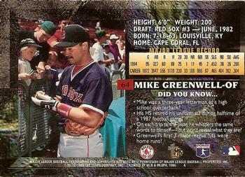 1995 Topps Embossed #64 Mike Greenwell Back