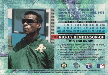 1995 Topps Embossed #103 Rickey Henderson Back