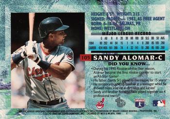 1995 Topps Embossed #105 Sandy Alomar Jr. Back