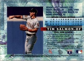 1995 Topps Embossed #108 Tim Salmon Back
