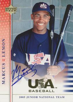 2005 Upper Deck USA Baseball Junior National Team #USA 92 Marcus Lemon Front