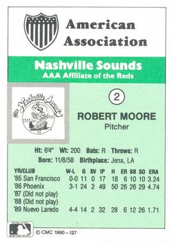 1990 CMC Nashville Sounds #2 Robert Moore Back