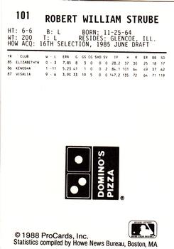 1988 ProCards #101 Bob Strube Back