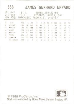 1988 ProCards #558 Jim Eppard Back