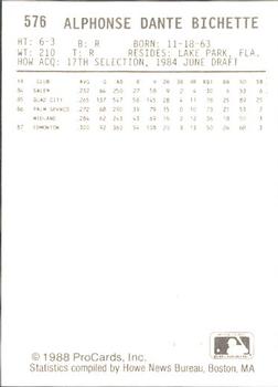 1988 ProCards #576 Dante Bichette Back