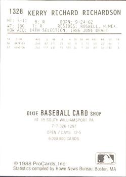 1988 ProCards #1328 Kerry Richardson Back