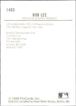 1988 ProCards #1403 Bob Lee Back