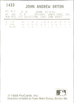 1988 ProCards #1433 John Orton Back