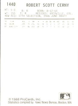 1988 ProCards #1440 Scott Cerny Back