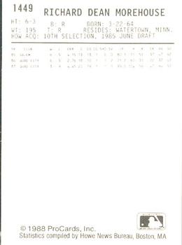 1988 ProCards #1449 Richard Morehouse Back