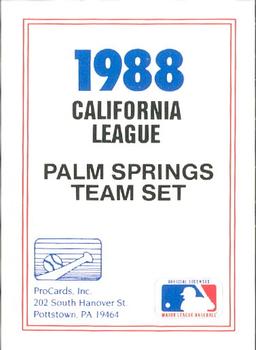 1988 ProCards #NNO Palm Springs Angels Checklist Front