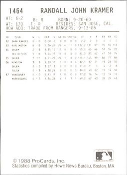 1988 ProCards #1464 Randy Kramer Back