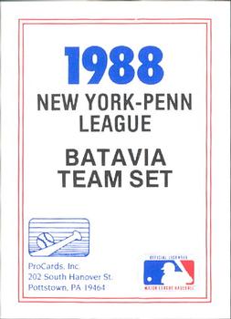 1988 ProCards #NNO Batavia Clippers Checklist Front