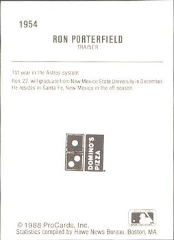 1988 ProCards #1954 Ron Porterfield Back