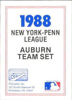 1988 ProCards #NNO Auburn Astros Checklist Front