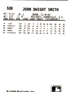 1988 ProCards #530 Dwight Smith Back