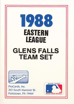 1988 ProCards #NNO Glens Falls Tigers Checklist Front