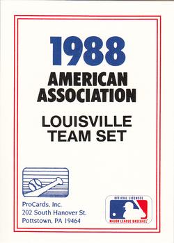 1988 ProCards #NNO Louisville Redbirds Checklist Front