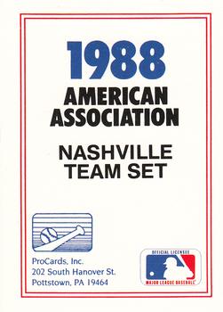 1988 ProCards #NNO Nashville Sounds Checklist Front